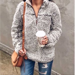 Thread and Supply Wubby Sherpa 1/4 zip pullover from Anthropologie